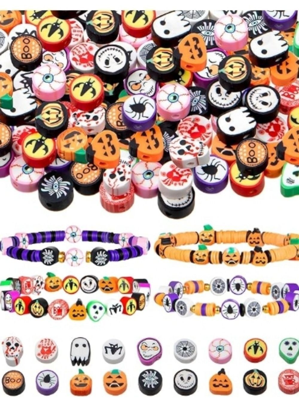 2/$10 Halloween Themed Polymer Bead Kit - Orange Black Purple Green